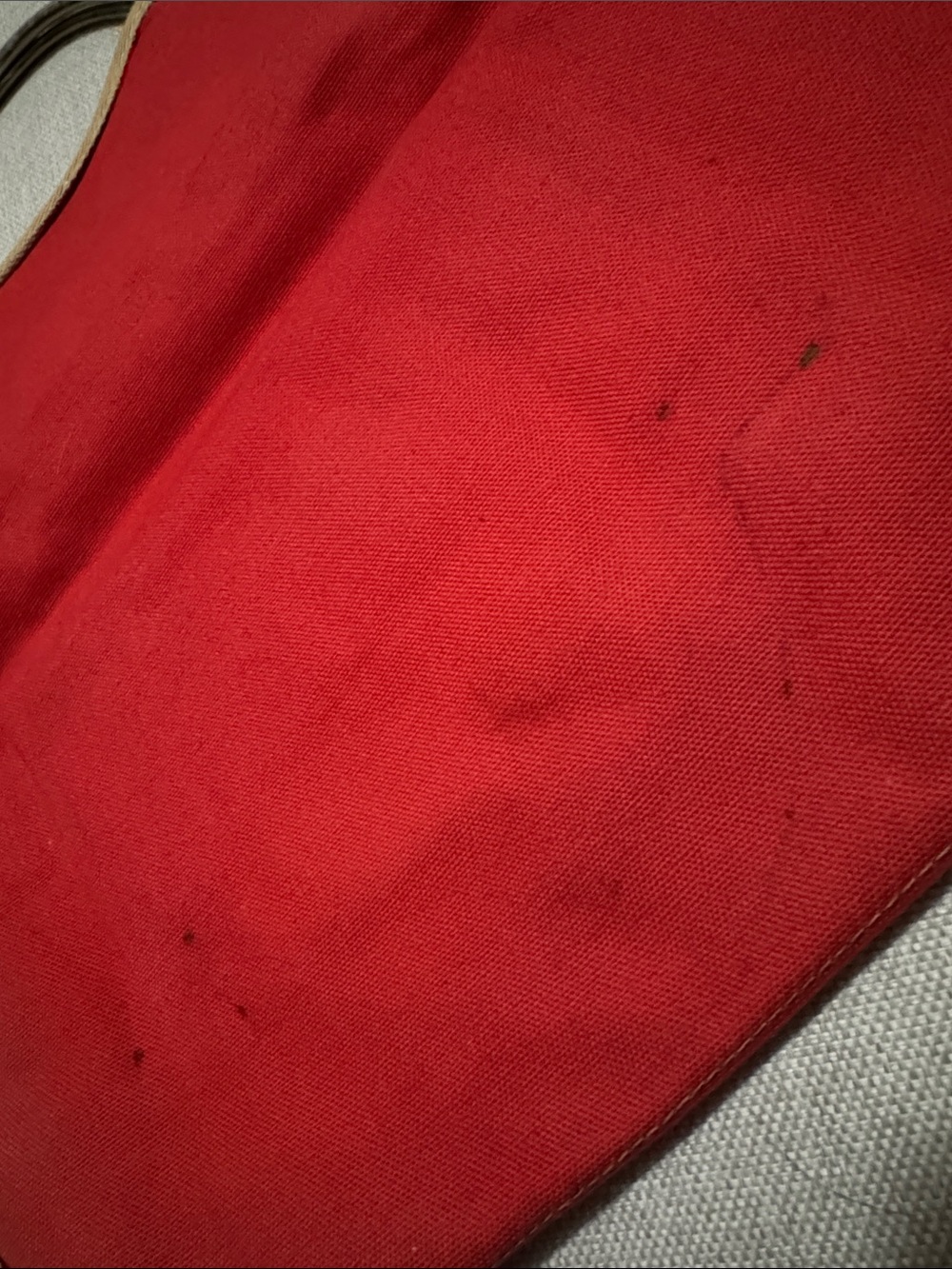 Vintage Envelope Style Clutch/Handbag-Red Cloth-Gold Tone Handles-Fold Over/Snap - Picture 11 of 17